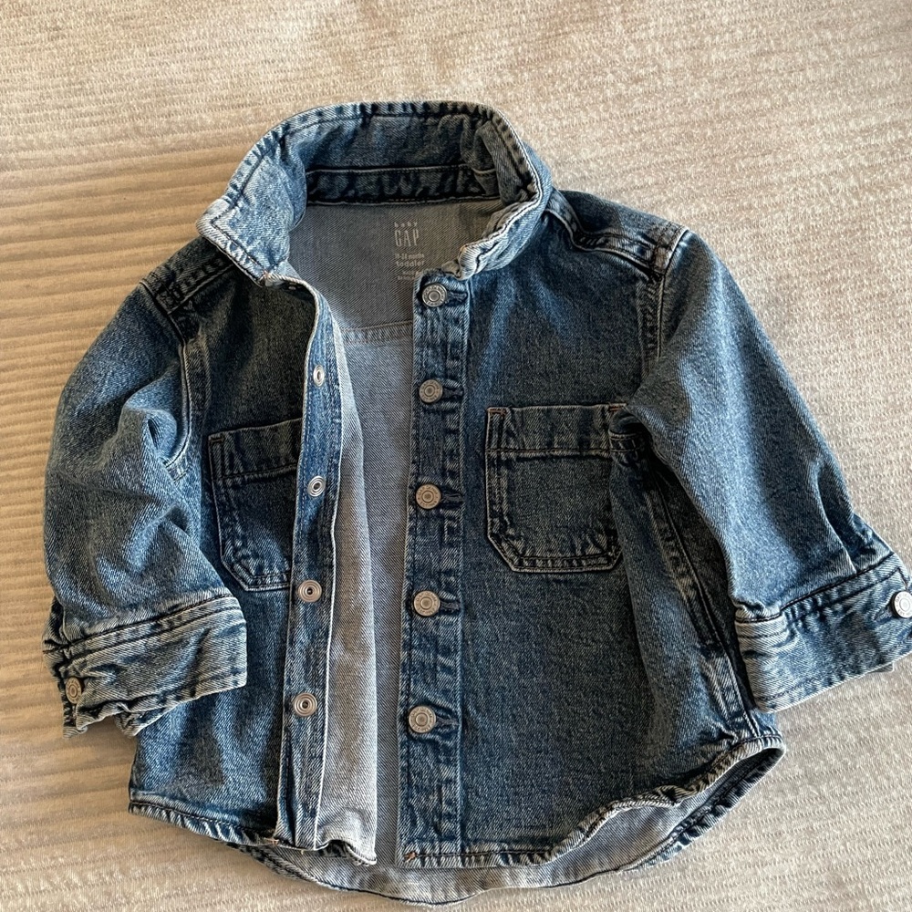 NWOT GAP Kids Blue Denim Shirt Jacket